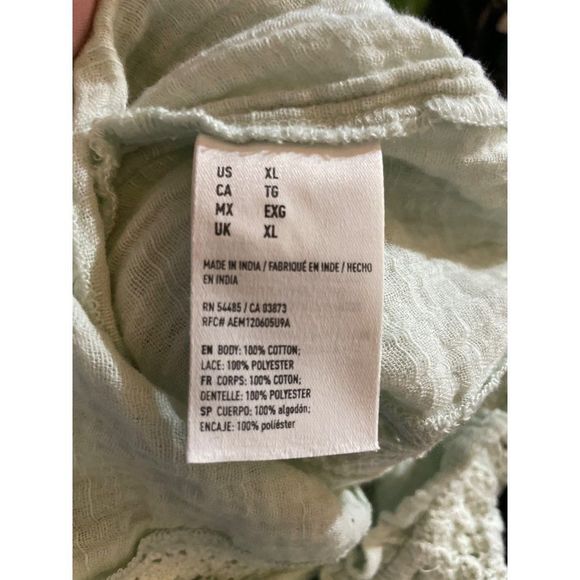 American Eagle Outfitters Mint Green Knit Crop Top Off Shoulder Balloon Sleeve S - Picture 12 of 12